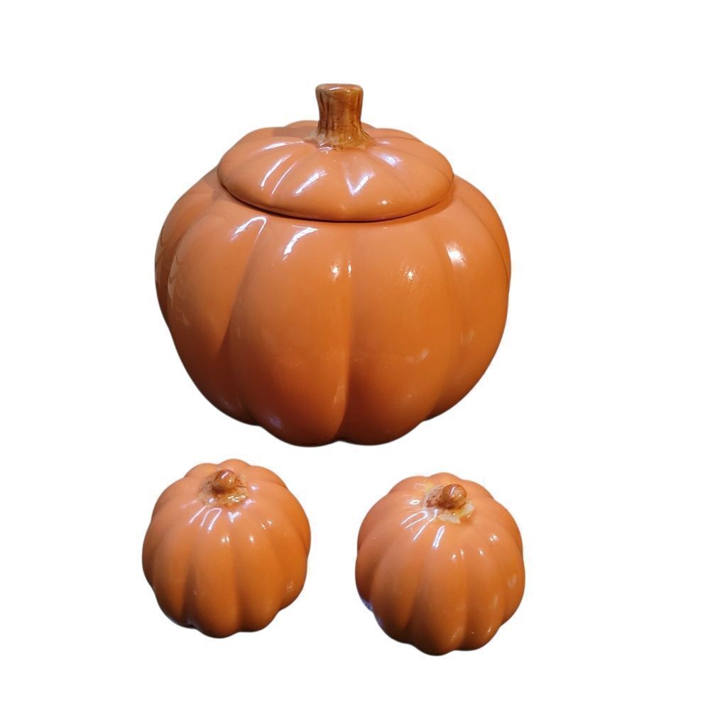 Orange Pumpkin Ceramic Canister Set